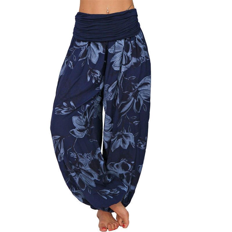 Pantalon de yoga ample à motif de fleurs et de Buddha Stones pour femme - Bleu marine - US20，UK/AU24，EU52 (5XL) - image 25