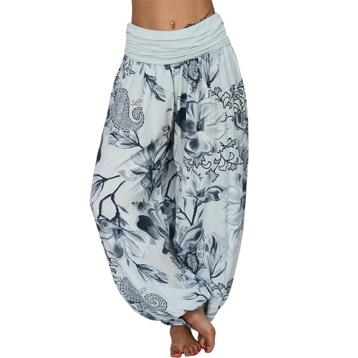 Pantalon de yoga ample à motif de fleurs et de Buddha Stones pour femme - Bleu clair - US20，UK/AU24，EU52 (5XL) - image 19