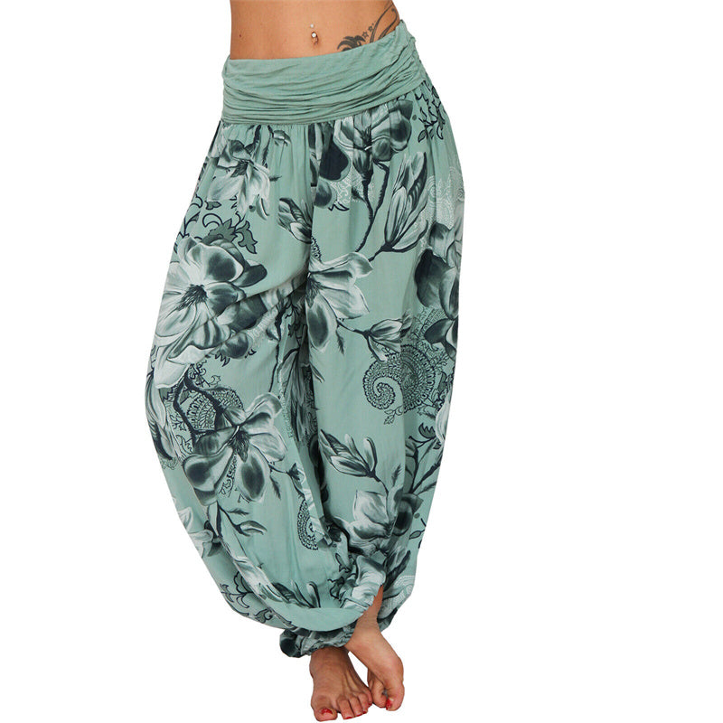 Pantalon de yoga ample à motif de fleurs et de Buddha Stones pour femme - Vert - US20，UK/AU24，EU52 (5XL) - image 28