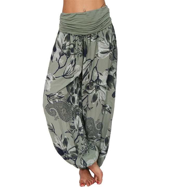 Pantalon de yoga ample à motif de fleurs et de Buddha Stones pour femme - Vert armée - US20，UK/AU24，EU52 (5XL) - image 31