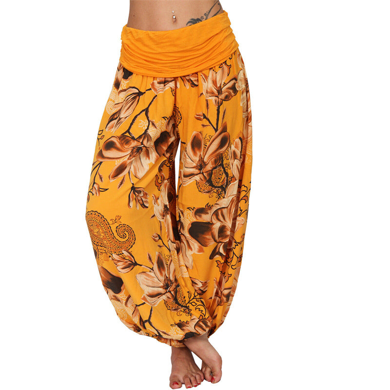 Pantalon de yoga ample à motif de fleurs et de Buddha Stones pour femme - Orange - US20，UK/AU24，EU52 (5XL) - image 34