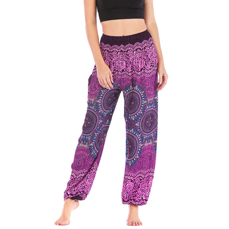 Pantalon de yoga ample style sarouel avec Buddha Stones pour femme - Violet - US2-8/10, UK/AU6-12/14, EU34-40/42 (F) - image 1