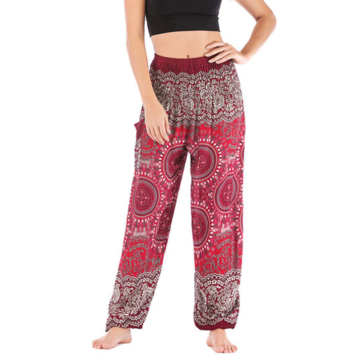 Pantalon de yoga ample style sarouel avec Buddha Stones pour femme - Rouge-US2-8/10，UK/AU6-12/14，EU34-40/42 (F) - image 22