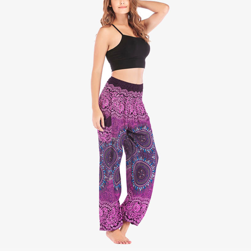 Pantalon de yoga ample style sarouel avec Buddha Stones pour femme - image 3