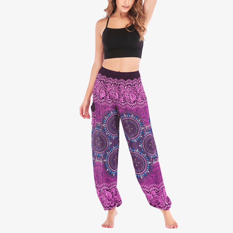 Pantalon de yoga ample style sarouel avec Buddha Stones pour femme - image 6
