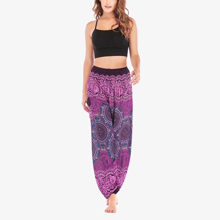 Pantalon de yoga ample style sarouel avec Buddha Stones pour femme - image 1