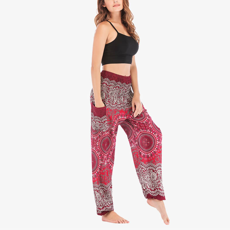 Pantalon de yoga ample style sarouel avec Buddha Stones pour femme - image 28