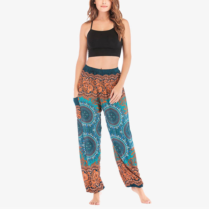 Pantalon de yoga ample style sarouel avec Buddha Stones pour femme - image 36