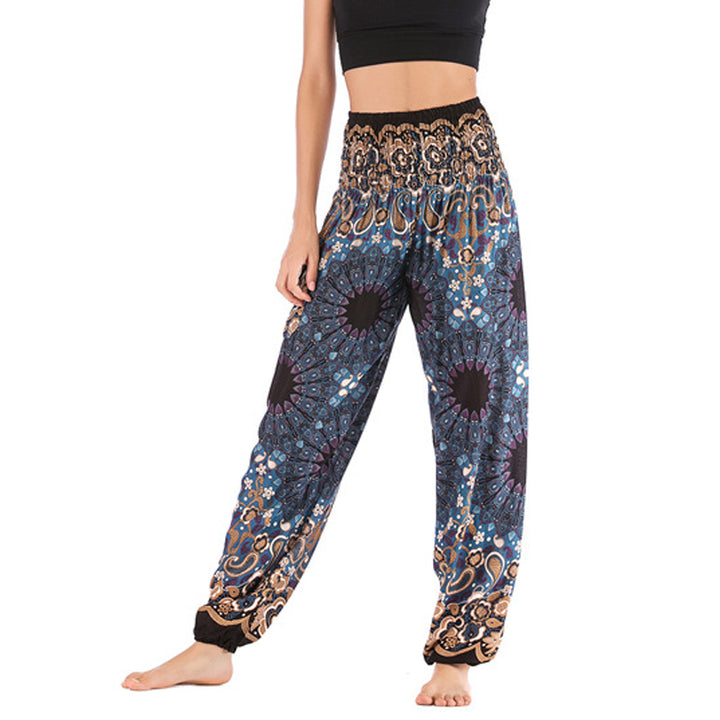 Pantalon de yoga ample taille haute pour femme avec motif géométrique mandala et Buddha Stones - Or noir - US2-8/10, UK/AU6-12/14, EU34-40/42 (F) - image 28