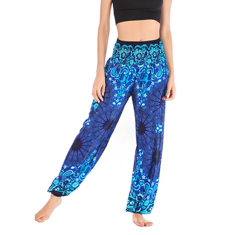 Pantalon de yoga ample taille haute pour femme avec motif géométrique mandala et Buddha Stones - Bleu - US2-8/10, UK/AU6-12/14, EU34-40/42 (F) - image 9