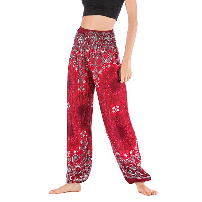 Pantalon de yoga ample taille haute pour femme avec motif géométrique mandala et Buddha Stones - Rouge - US2-8/10, UK/AU6-12/14, EU34-40/42 (F) - image 19