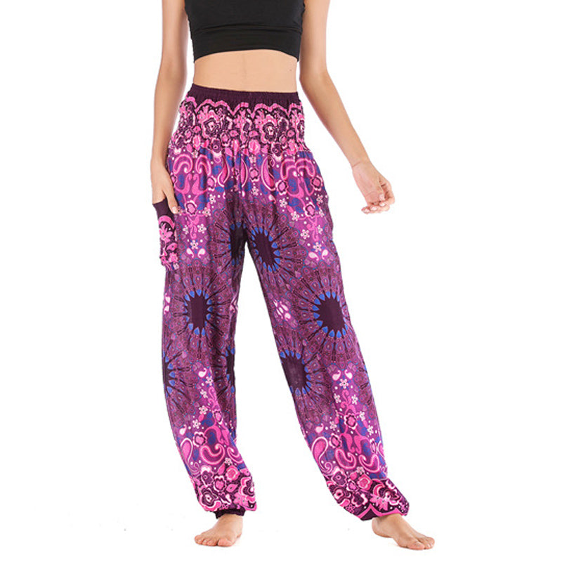 Pantalon de yoga ample taille haute pour femme avec motif géométrique mandala et Buddha Stones - Violet - US2-8/10, UK/AU6-12/14, EU34-40/42 (F) - image 38