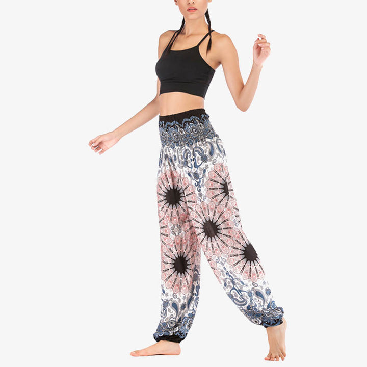 Pantalon de yoga ample taille haute pour femme avec motif géométrique mandala et Buddha Stones - image 7