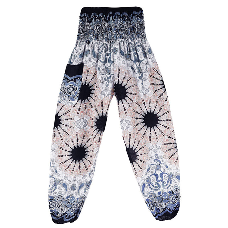 Pantalon de yoga ample taille haute pour femme avec motif géométrique mandala et Buddha Stones - image 4