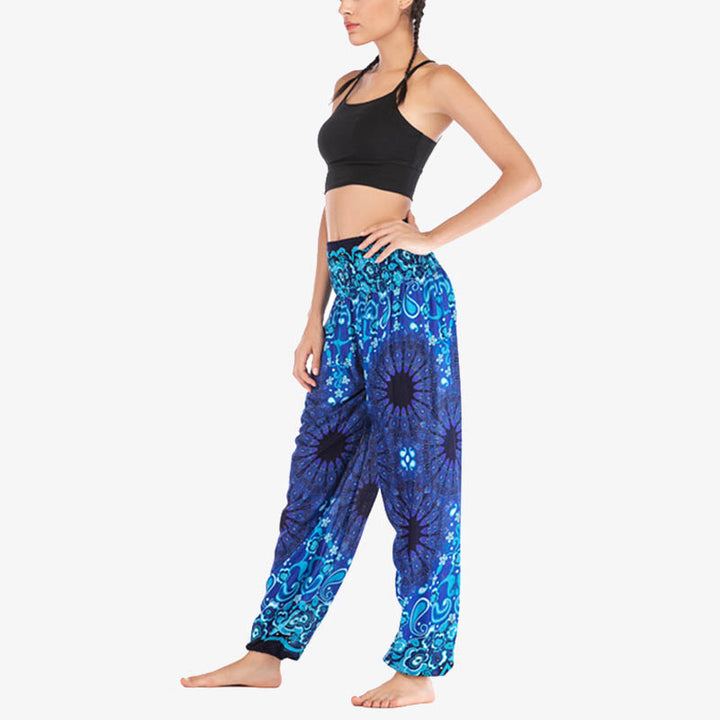 Pantalon de yoga ample taille haute pour femme avec motif géométrique mandala et Buddha Stones - image 17