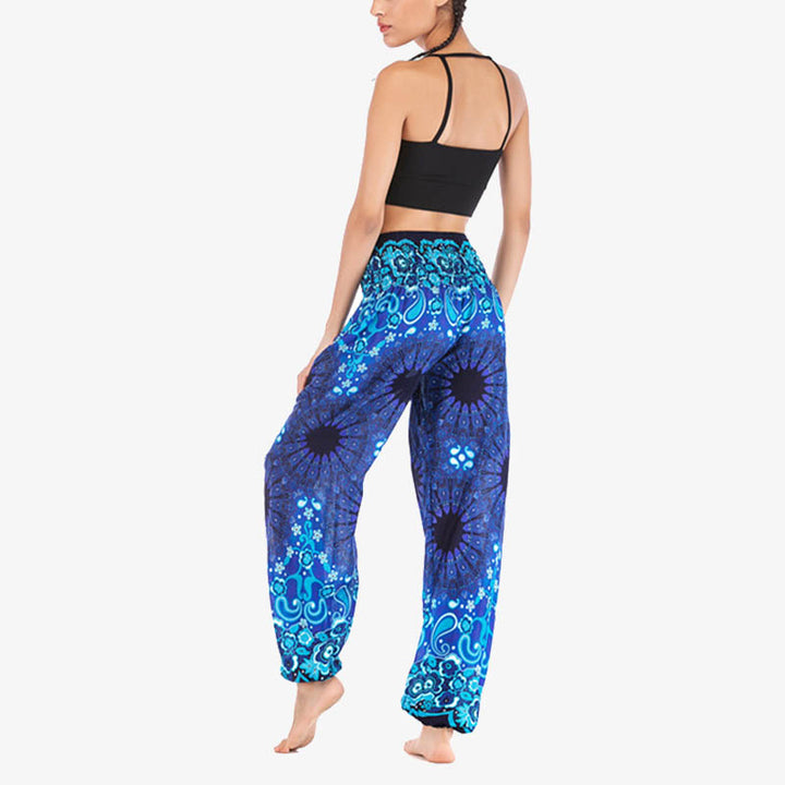 Pantalon de yoga ample taille haute pour femme avec motif géométrique mandala et Buddha Stones - image 14