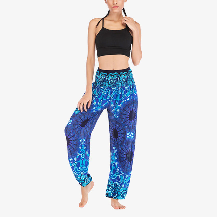 Pantalon de yoga ample taille haute pour femme avec motif géométrique mandala et Buddha Stones - image 18