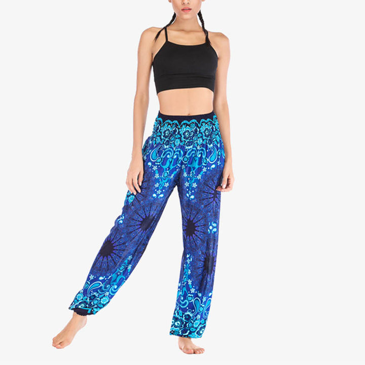 Pantalon de yoga ample taille haute pour femme avec motif géométrique mandala et Buddha Stones - image 14