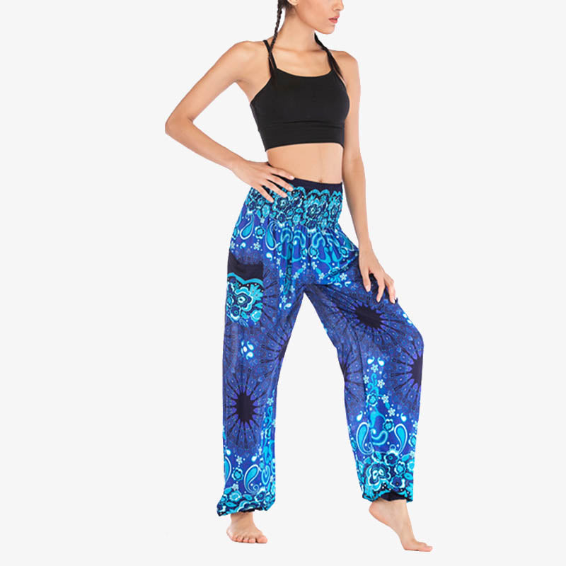 Pantalon de yoga ample taille haute pour femme avec motif géométrique mandala et Buddha Stones - image 10