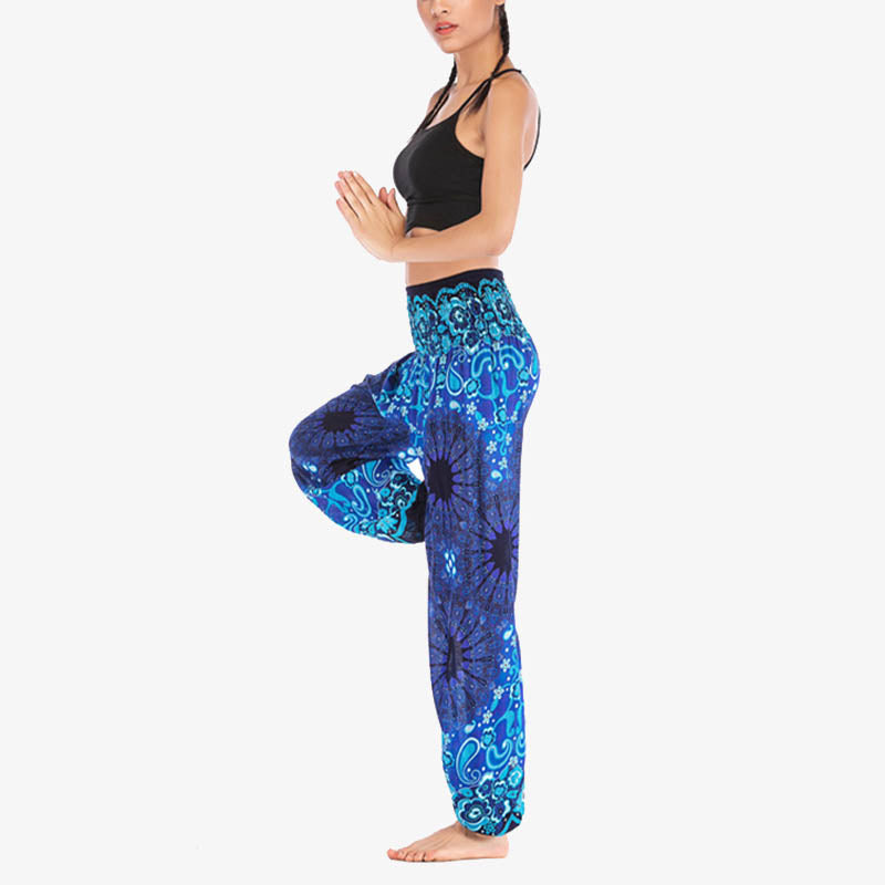 Pantalon de yoga ample taille haute pour femme avec motif géométrique mandala et Buddha Stones - image 15