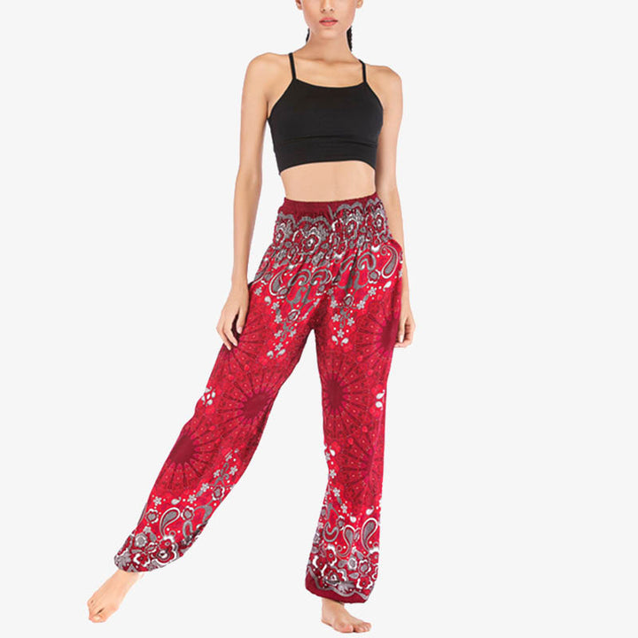 Pantalon de yoga ample taille haute pour femme avec motif géométrique mandala et Buddha Stones - image 25