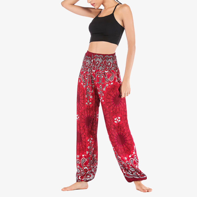 Pantalon de yoga ample taille haute pour femme avec motif géométrique mandala et Buddha Stones - image 24