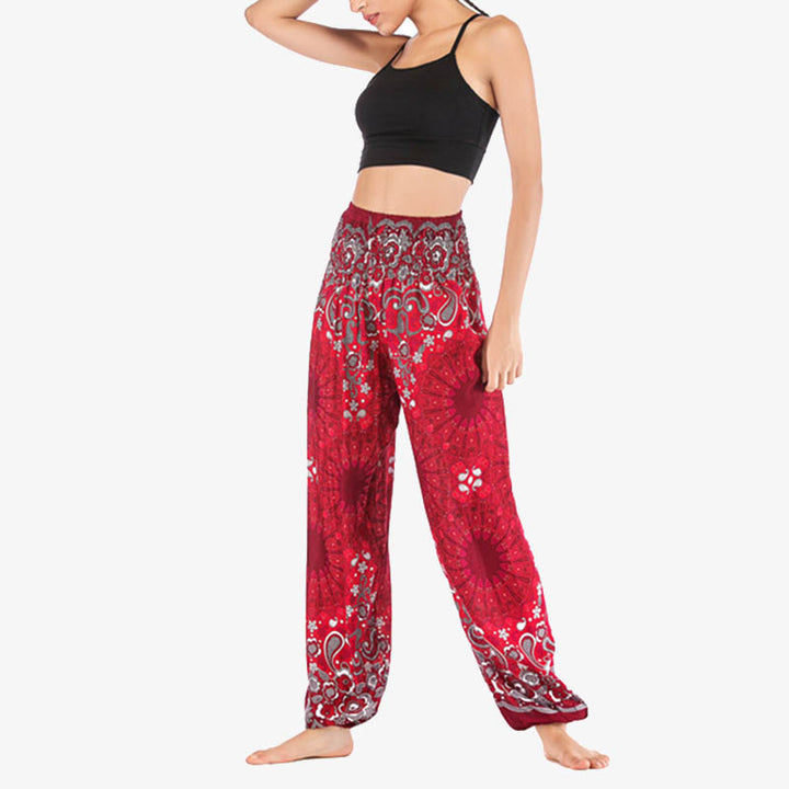 Pantalon de yoga ample taille haute pour femme avec motif géométrique mandala et Buddha Stones - image 24