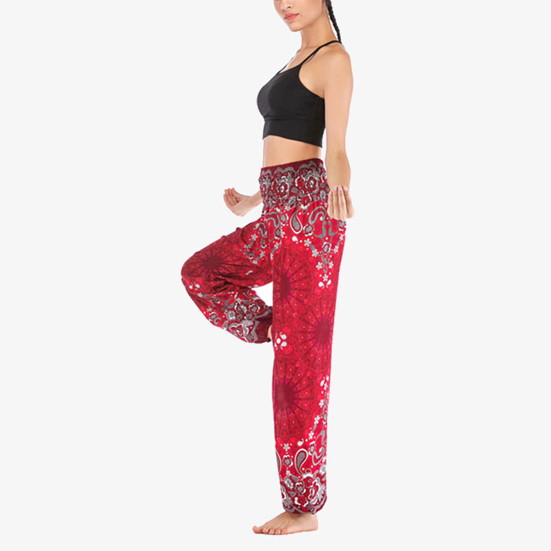 Pantalon de yoga ample taille haute pour femme avec motif géométrique mandala et Buddha Stones - image 21