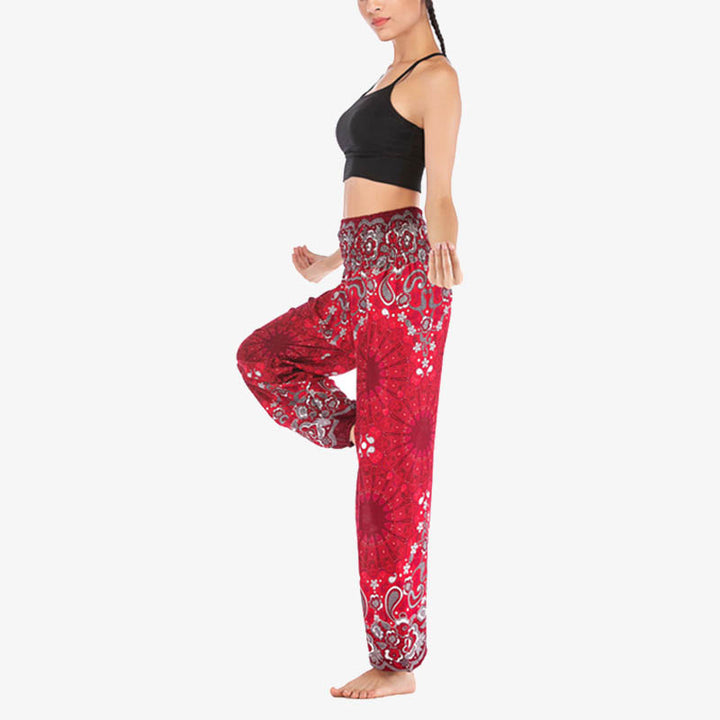 Pantalon de yoga ample taille haute pour femme avec motif géométrique mandala et Buddha Stones - image 21