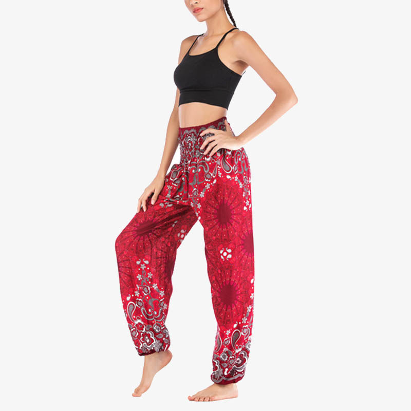 Pantalon de yoga ample taille haute pour femme avec motif géométrique mandala et Buddha Stones - image 24
