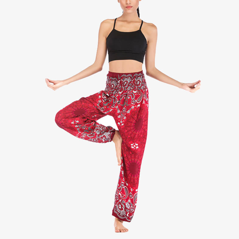 Pantalon de yoga ample taille haute pour femme avec motif géométrique mandala et Buddha Stones - image 19