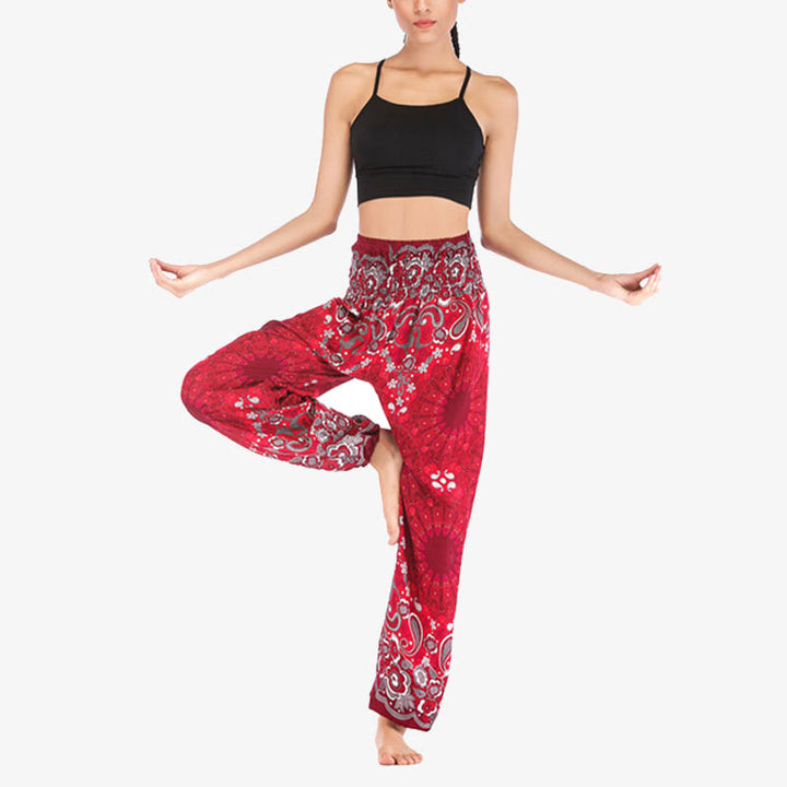 Pantalon de yoga ample taille haute pour femme avec motif géométrique mandala et Buddha Stones - image 19