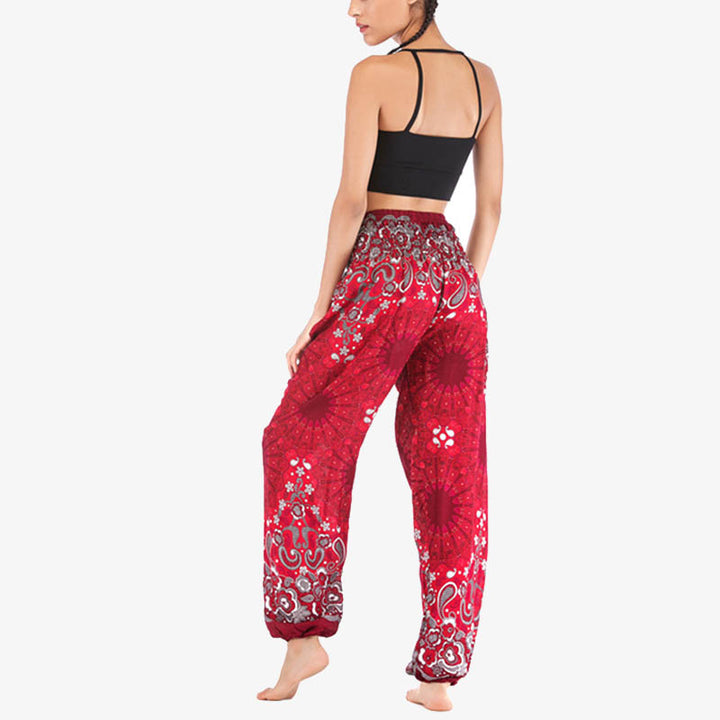 Pantalon de yoga ample taille haute pour femme avec motif géométrique mandala et Buddha Stones - image 27