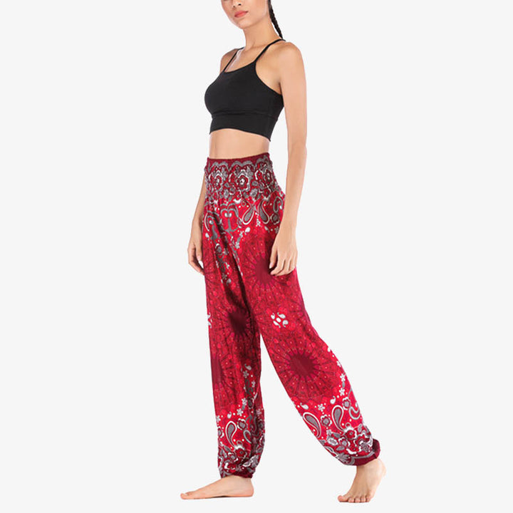Pantalon de yoga ample taille haute pour femme avec motif géométrique mandala et Buddha Stones - image 21