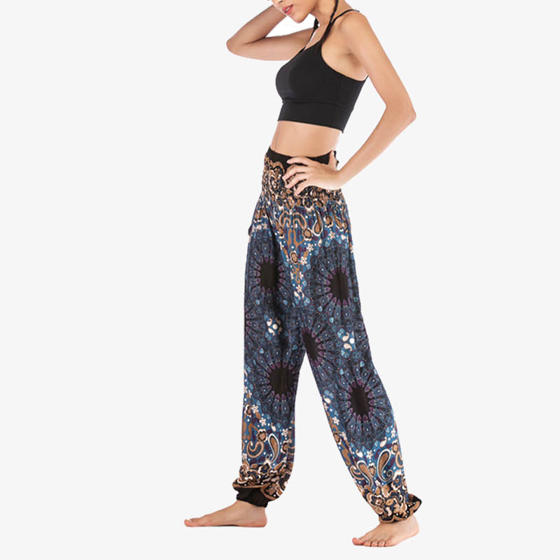 Pantalon de yoga ample taille haute pour femme avec motif géométrique mandala et Buddha Stones - image 30
