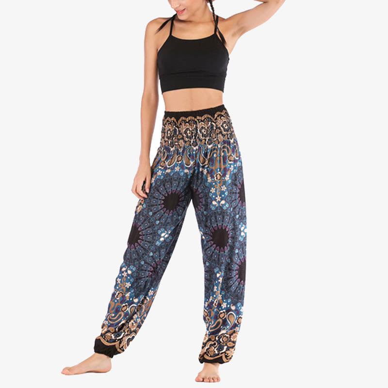 Pantalon de yoga ample taille haute pour femme avec motif géométrique mandala et Buddha Stones - image 30