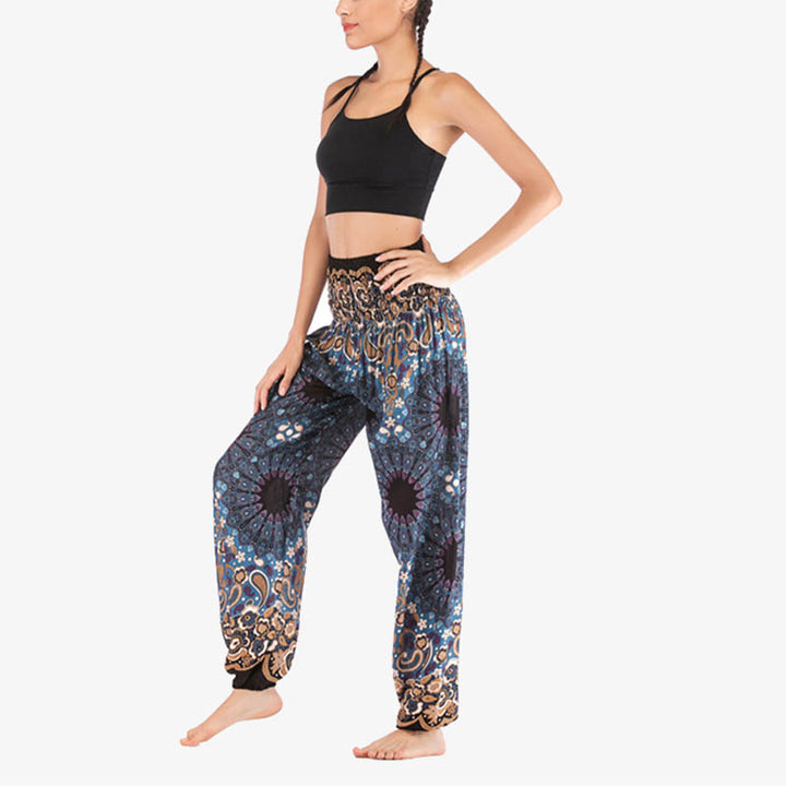 Pantalon de yoga ample taille haute pour femme avec motif géométrique mandala et Buddha Stones - image 33