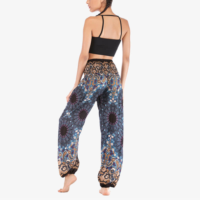 Pantalon de yoga ample taille haute pour femme avec motif géométrique mandala et Buddha Stones - image 35