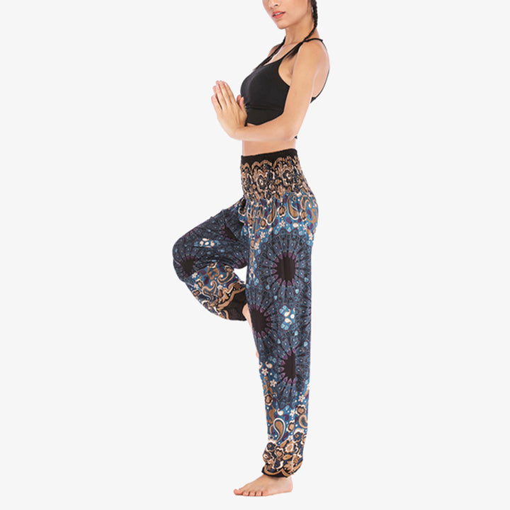 Pantalon de yoga ample taille haute pour femme avec motif géométrique mandala et Buddha Stones - image 33
