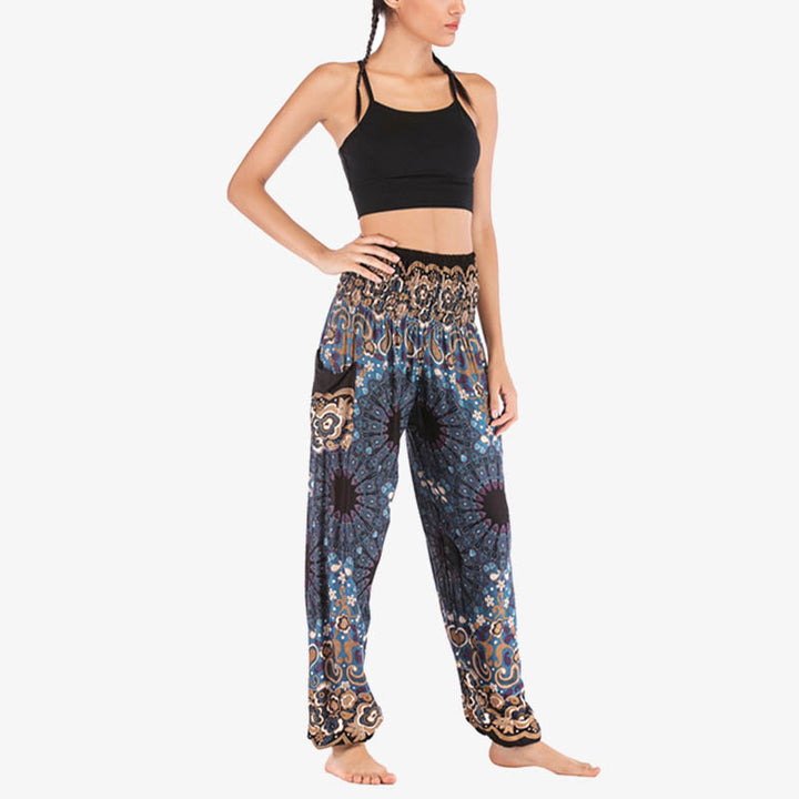 Pantalon de yoga ample taille haute pour femme avec motif géométrique mandala et Buddha Stones - image 36