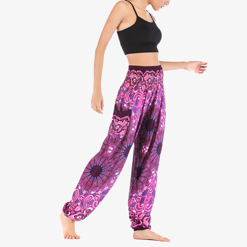 Pantalon de yoga ample taille haute pour femme avec motif géométrique mandala et Buddha Stones - image 45