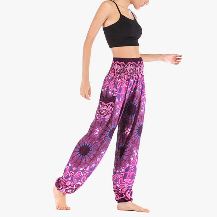 Pantalon de yoga ample taille haute pour femme avec motif géométrique mandala et Buddha Stones - image 45