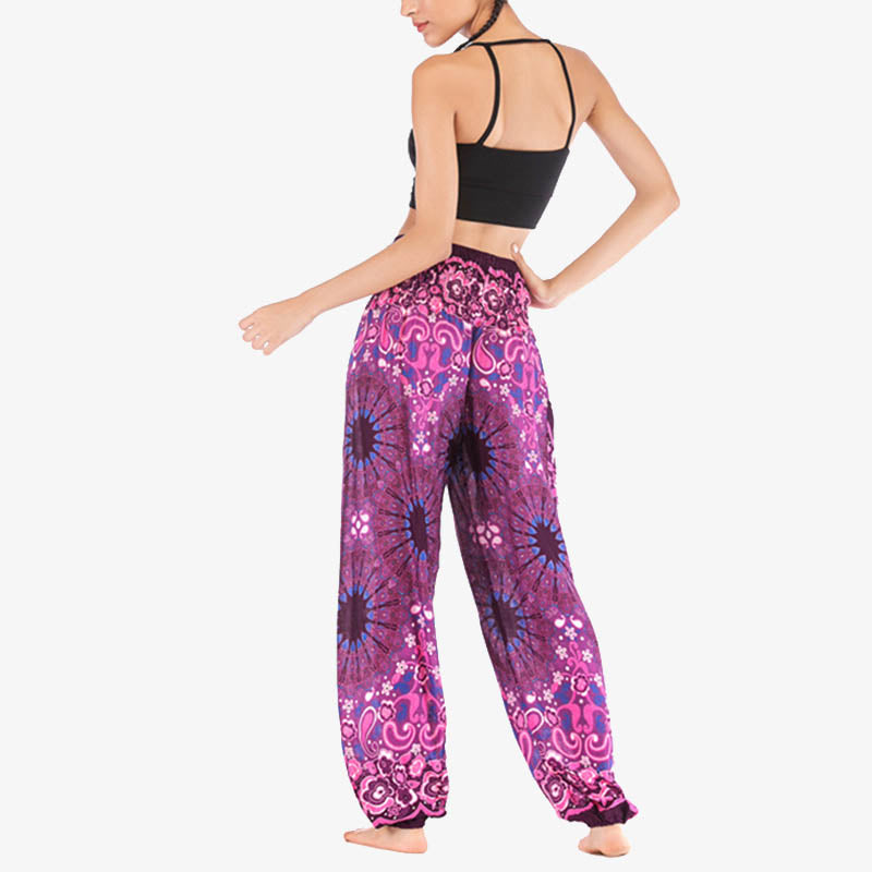 Pantalon de yoga ample taille haute pour femme avec motif géométrique mandala et Buddha Stones - image 47
