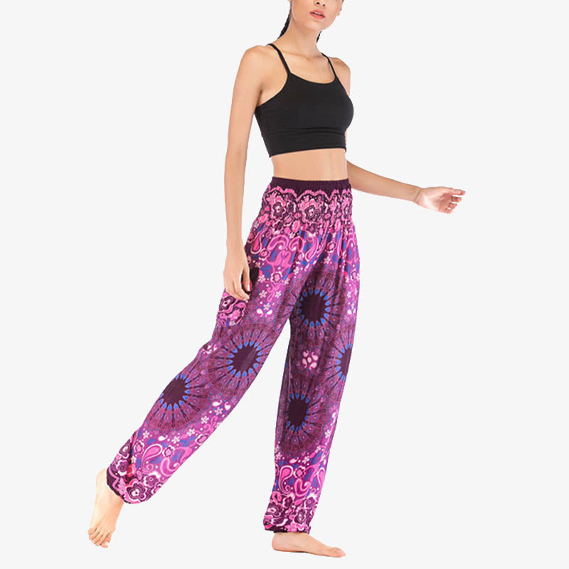 Pantalon de yoga ample taille haute pour femme avec motif géométrique mandala et Buddha Stones - image 42