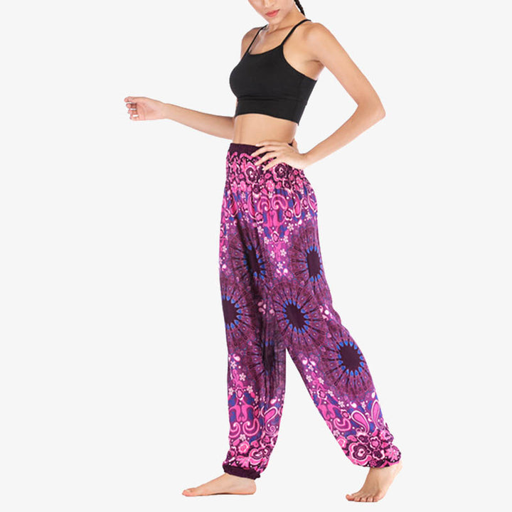 Pantalon de yoga ample taille haute pour femme avec motif géométrique mandala et Buddha Stones - image 40