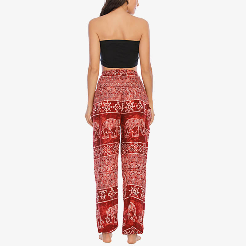 Pantalon de yoga ample et décontracté à taille haute pour femme avec motif d'éléphant et Buddha Stones - image 10
