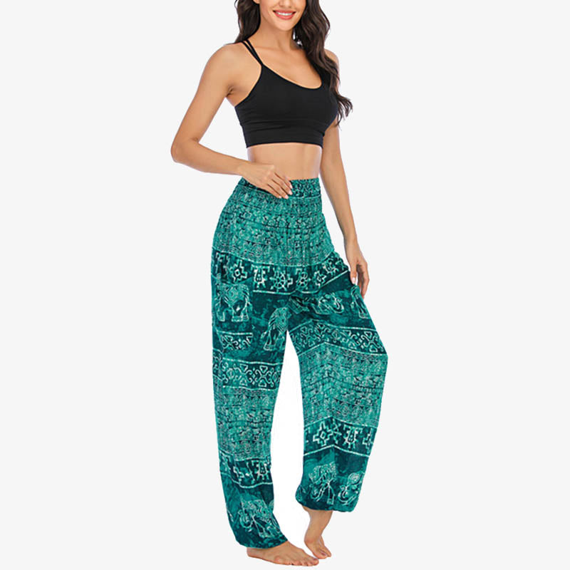 Pantalon de yoga ample et décontracté à taille haute pour femme avec motif d'éléphant et Buddha Stones - image 14