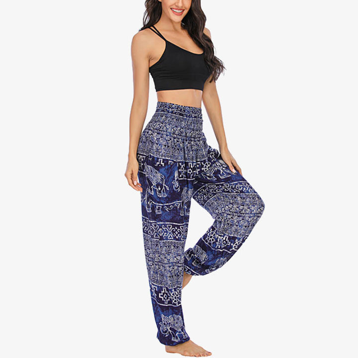 Pantalon de yoga ample et décontracté à taille haute pour femme avec motif d'éléphant et Buddha Stones - image 22