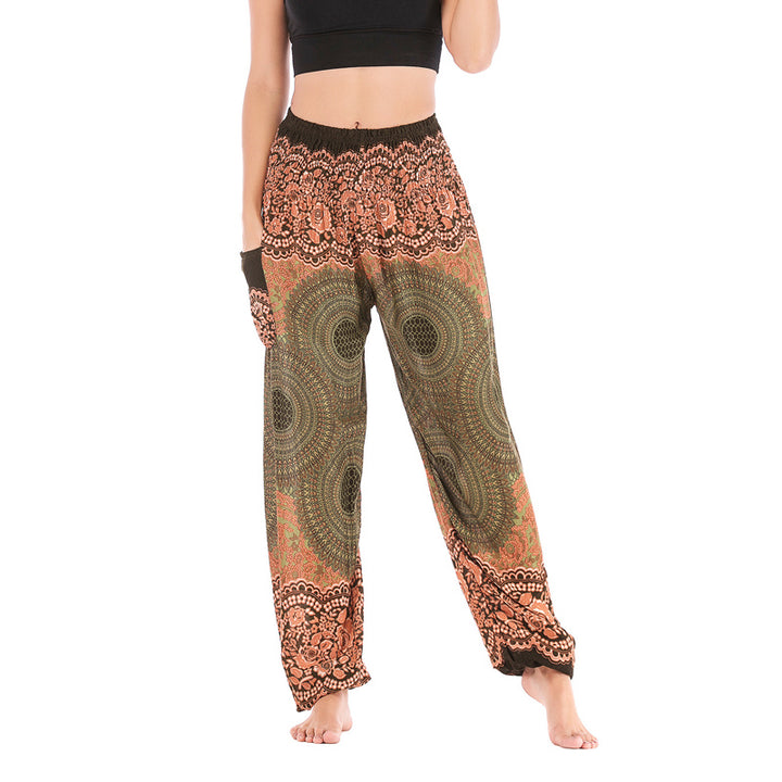 Pantalon de yoga taille haute pour femme, ample et décontracté, motif géométrique rond avec Buddha Stones - Vert clair - US 2-8/10, UK/AU 6-12/14, EU 34-40/42 (F) - image 38