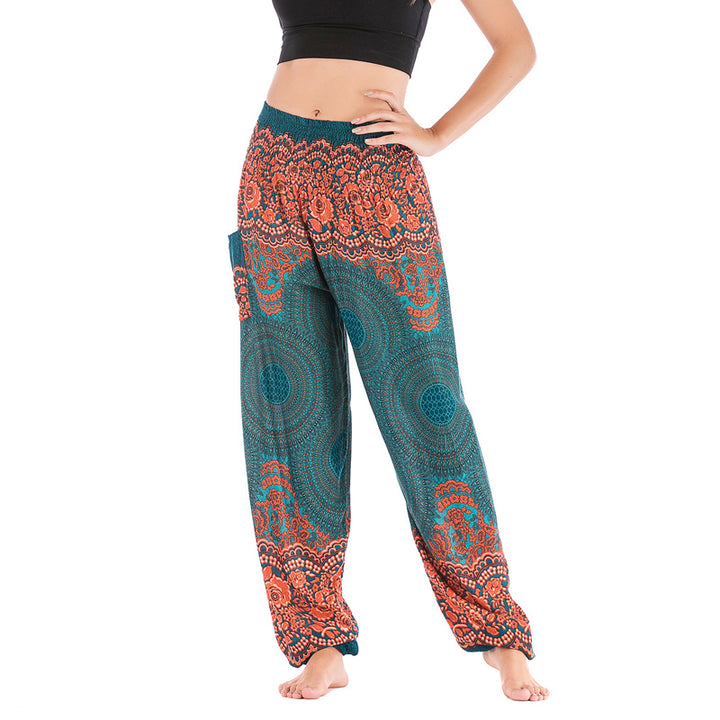 Pantalon de yoga taille haute pour femme, ample et décontracté, motif géométrique rond avec Buddha Stones - Vert - US 2-8/10, UK/AU 6-12/14, EU 34-40/42 (F) - image 19